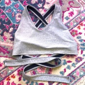 Silver glitter crop top